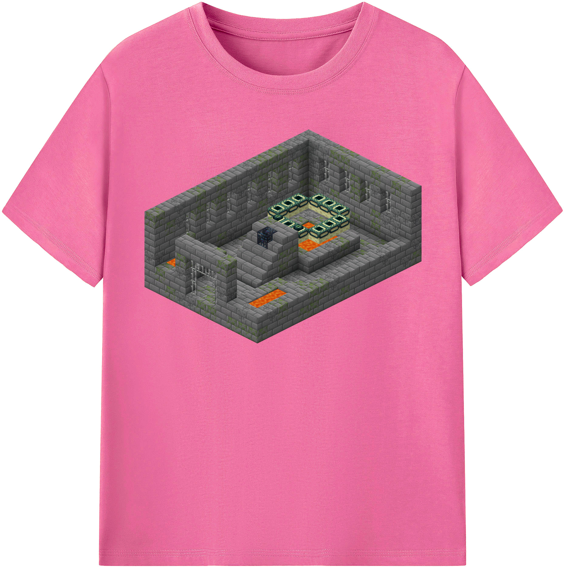 （画像用） マインクラフト ブロックの世界 Minecraft MC Block world レディースカジュアルプリントTシャツ（綿100％）
